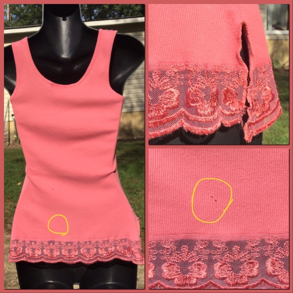 Lace trimmed Tank, sz S - Picture 4 of 6